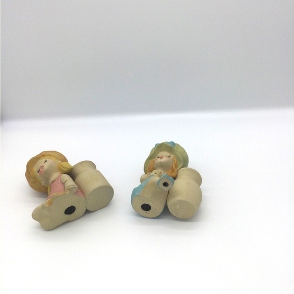 Vintage ceramic big bonnet holly hobby inspired bud vases set MCM retro 60s 70s - Picture 4 of 8